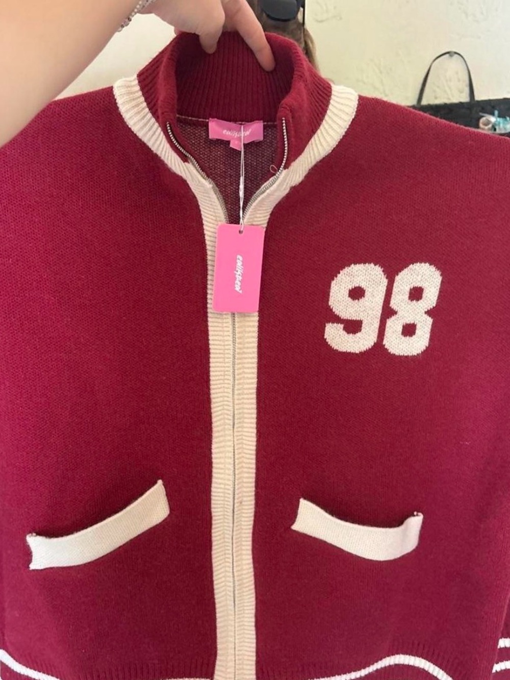 Edikted Zip-Front Jacket with Cream Trim - 98 Patch